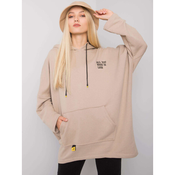 RELEVANCE Béžová dámska oversize mikina s vreckom RV-BL-7098.28-beige 57948325