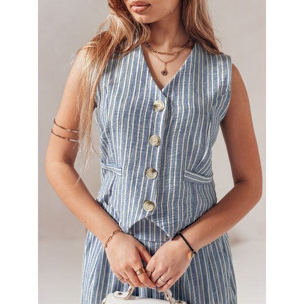 BASIC Svetlomodrá dámska pruhovaná elegantná vesta LINELIA PY0134 63233158