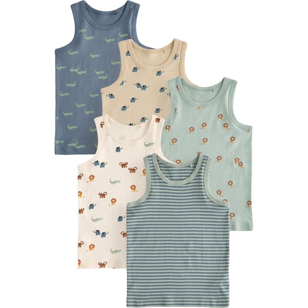 Next Tričko béžová / námornícka modrá / pastelovo zelená / biela 63080139