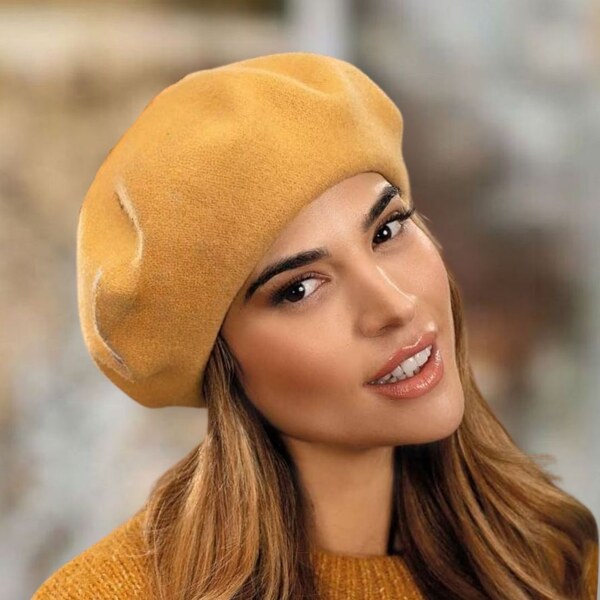 TONAK Okrový baret FLORA 100% vlna WOOLMARK W-baret/765 (M) 63084530