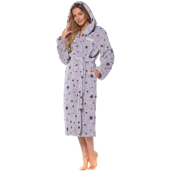 L&L Dámsky župan Dream Star II sivý dlhý 36394048