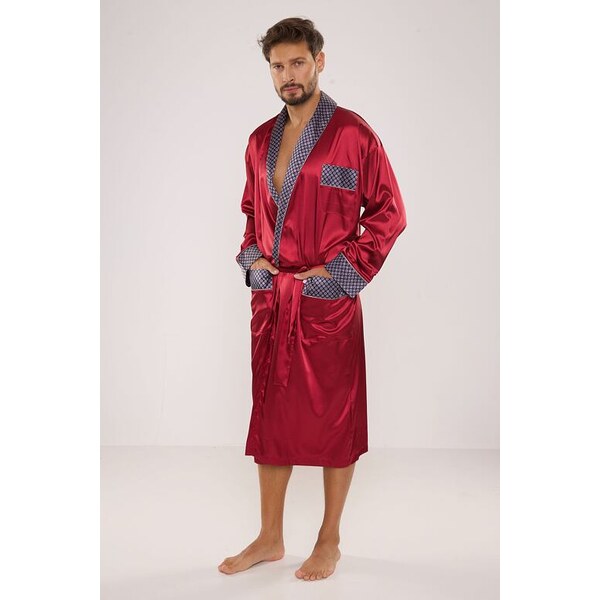 De Lafense Pánsky saténový župan Adam vínový 36688646