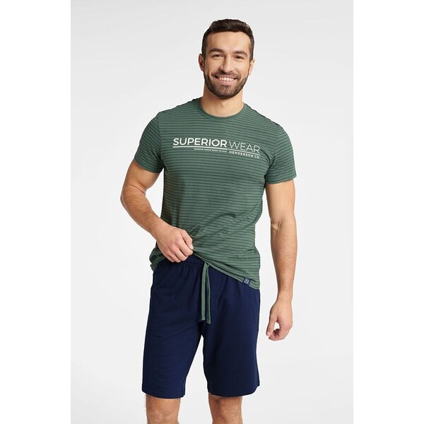 Henderson Pánske pyžamo Webber zelené s pruhmi 57956801