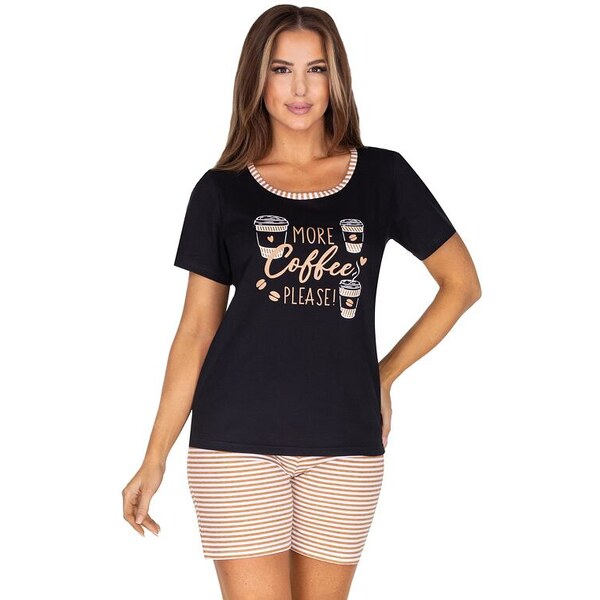 Regina Dámske pyžamo More coffee please, čierne 39379022