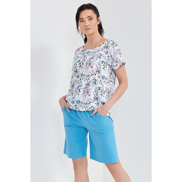 Cana Dámske pyžamo Lilac biele s kvetinovým vzorom 41359101