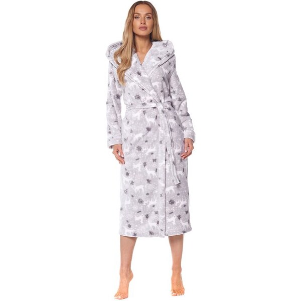 L&L Dámsky župan Winter sivý s bielymi sobmi 45744809