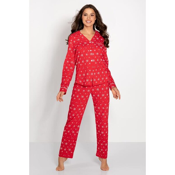 Momenti per me Dámske pyžamo Super winter červené s vločkami 47212393