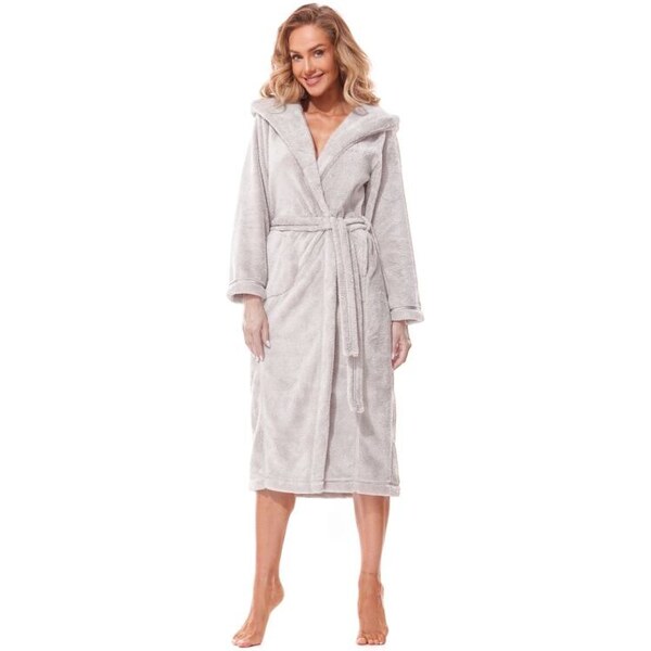 L&L Dámsky župan Soft sivý dlhý 47027572