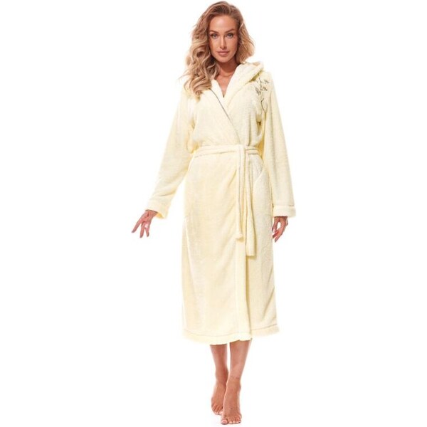 L&L Huňatý župan Lili ecru s výšivkou 47376042