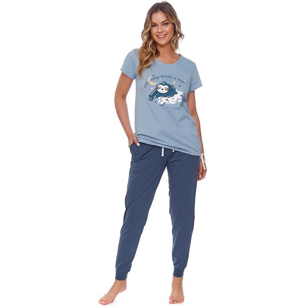 DN Nightwear Materské dámske pyžamo Lenochod modré 50910455