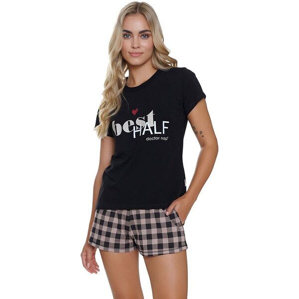 DN Nightwear Dámske pyžamo Best čierne s nápisom 49231844