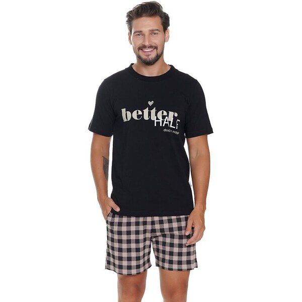 DN Nightwear Pánske pyžamo Best čierne s nápisom 49231845
