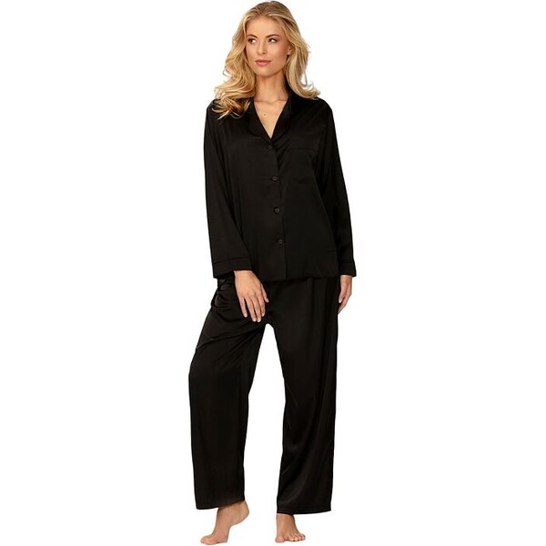 DKaren Dlhé saténové pyžamo Amina čierne 49216526