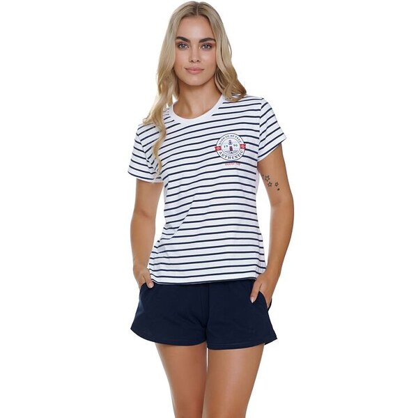 DN Nightwear Dámske pyžamo Marine biele s pruhmi 49191793