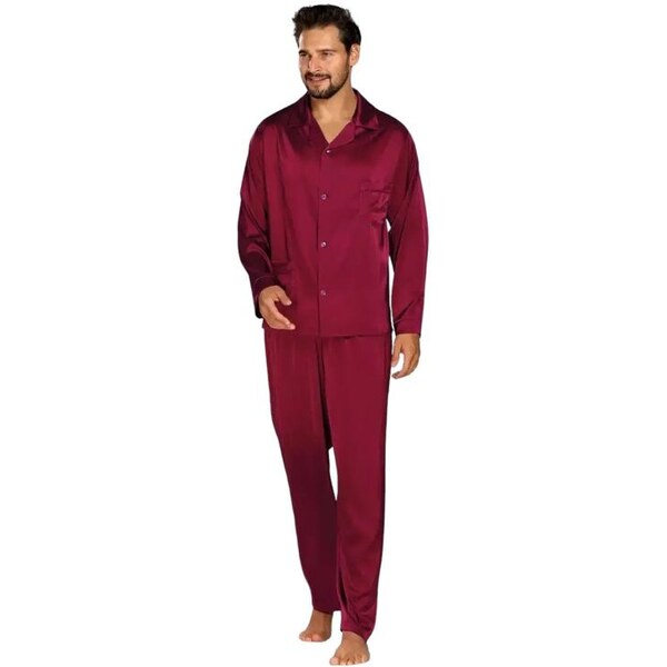 DKaren Pánske saténové pyžamo Lukas bordó 49918988