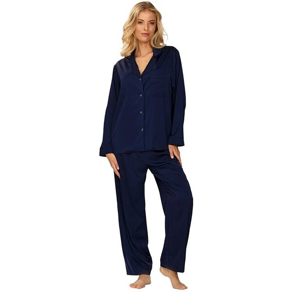 DKaren Dámske saténové pyžamo Amina modrá 50008585