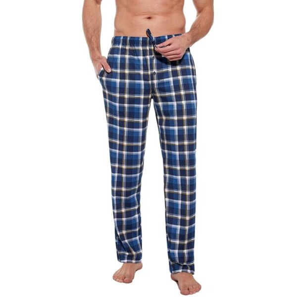 Cornette Pyžamové nohavice Willy modré káro 49832506