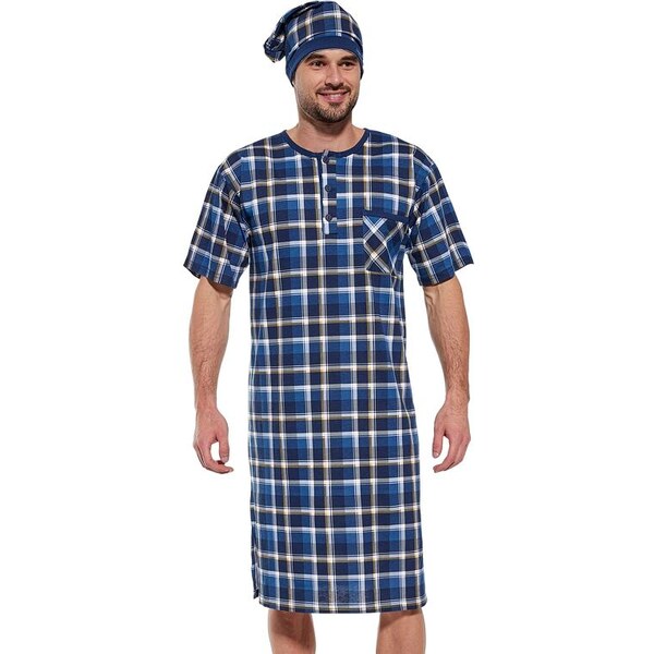 Cornette Pánska nočná košeľa Julius s krátkym rukávom modrá 50253987