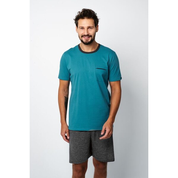 Italian Fashion Krátke pánske pyžamo Stefano tyrkysové 53699893