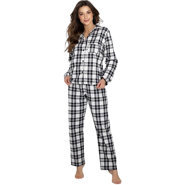 Momenti per me Dámske flanelové pyžamo Stay Warm čiernobiele 56230498