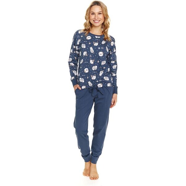 DN Nightwear Dámske pyžamo Cats tmavomodré 55892238