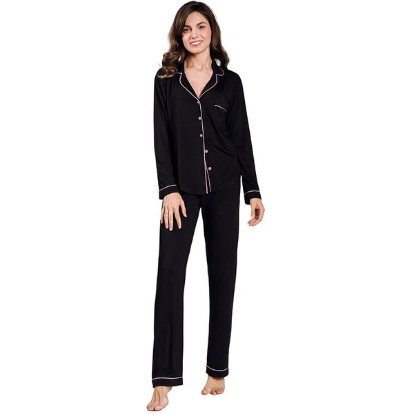 Taro dámske pyžamo s gombíkmi Sydney čierne 55808763