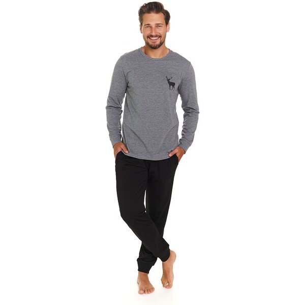 DN Nightwear Pánske pyžamo Jelen tmavosivé 56584174