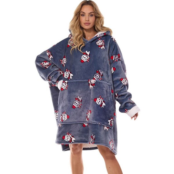 L&L Hrejivá maxi mikina Hoodie sivá s medveďmi Santa 56584176