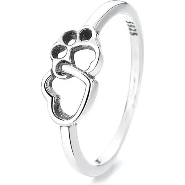 MAJYA Strieborný prsteň SRDCE a LABKA 11775/7 64582758