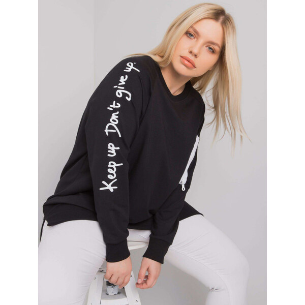 RELEVANCE Čierna mikina s nápismi na rukávoch RV-TU-7158.76P-black 57948438