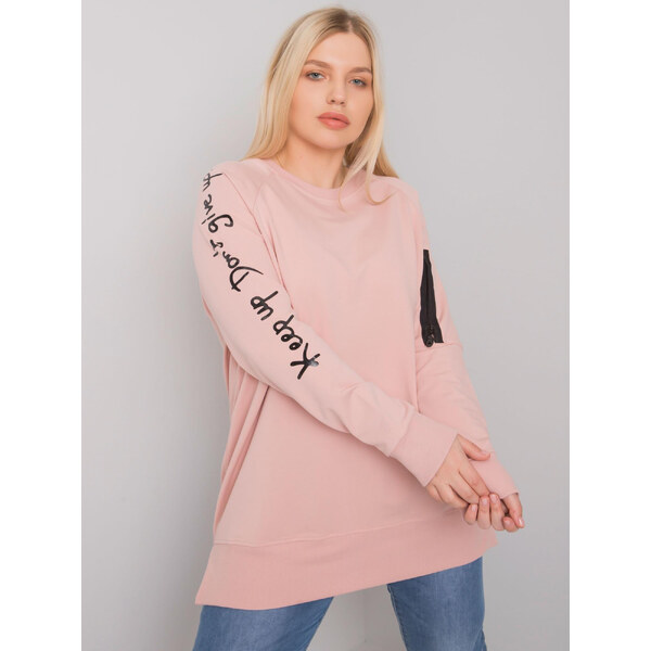 RELEVANCE Púdrová mikina s nápismi na rukávoch RV-TU-7158.76P-powder 57948441