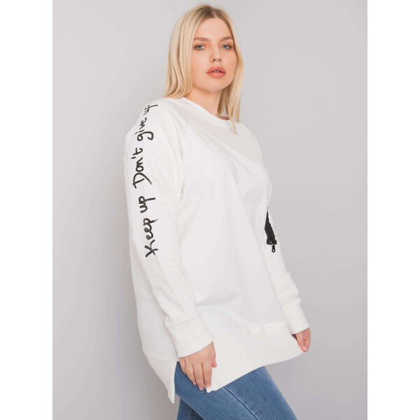 RELEVANCE Smotanová mikina s nápismi na rukávoch RV-TU-7158.76P-ecru 57948453