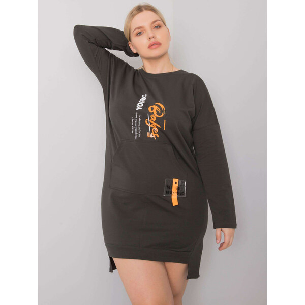 RELEVANCE Khaki šaty s nápisom Young a potlačou RV-SK-7178.44-khaki 57948465