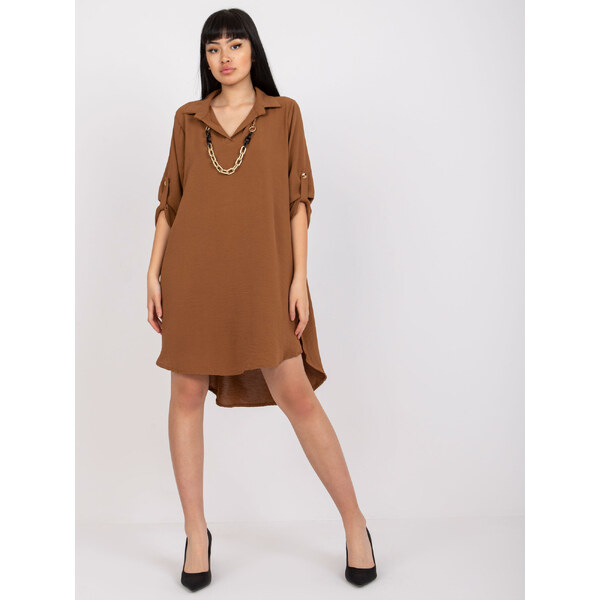 ITALY MODA Hnedé voľné asymetrické šaty DHJ-SK-V2209.94-brown 57949720