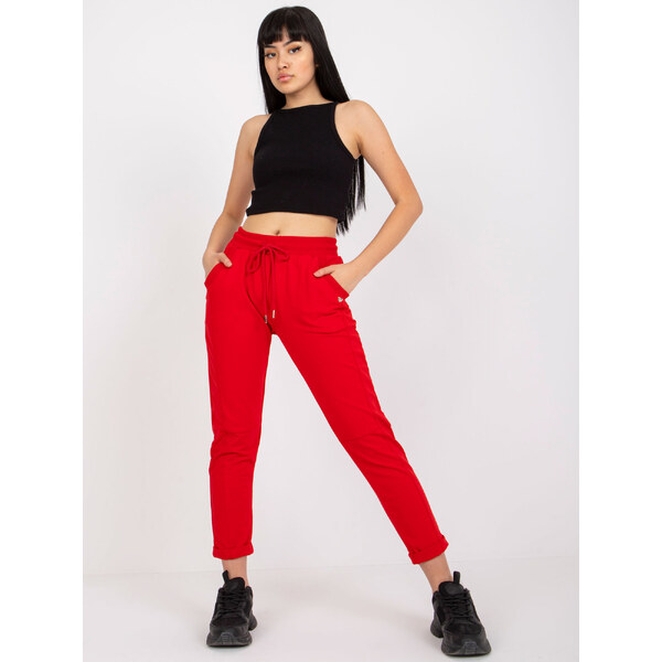 BASIC FEEL GOOD Červené tepláky s vysokým pásom RV-DR-7806.32-red 32265132