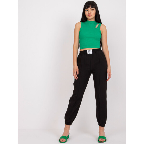 ITALY MODA Čierne tepláky s prešívaným prúžkom -DHJ-SP-15832.64-black 57949851