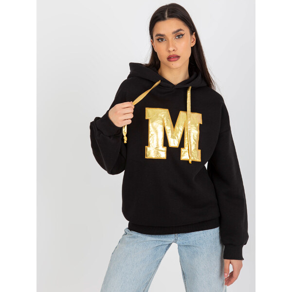 BASIC Čierna mikina so zlatou aplikáciou M -EM-BL-656-1.16-black 37884831