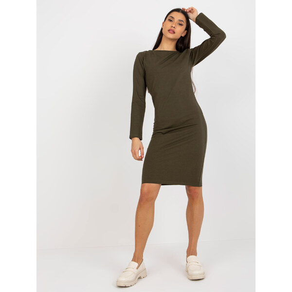 BASIC Khaki šaty so zipsom a dlhým rukávom EM-SK-HW-20-30.64-khaki 39163600