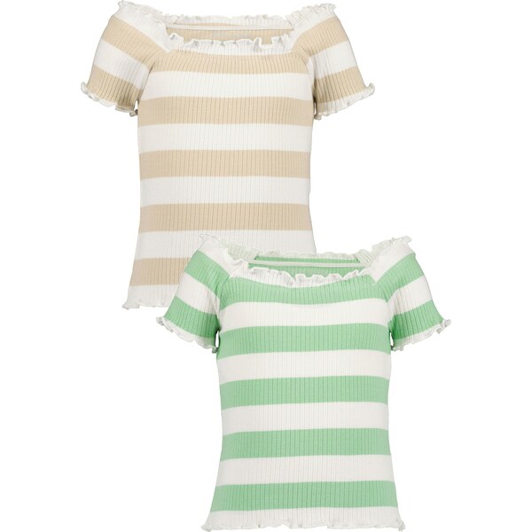 BLUE SEVEN Tričko béžová / svetlozelená / biela 63095188