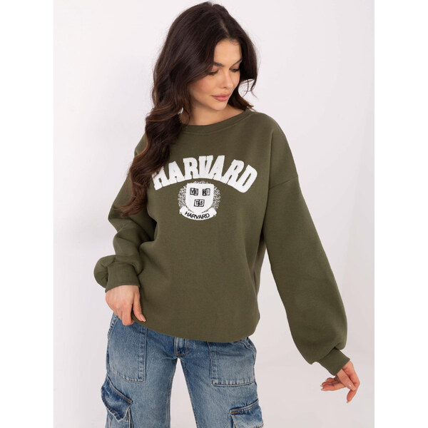 BASIC Khaki dámska zateplená mikina bez kapucne EM-BL-617-16.01X-khaki 61779934