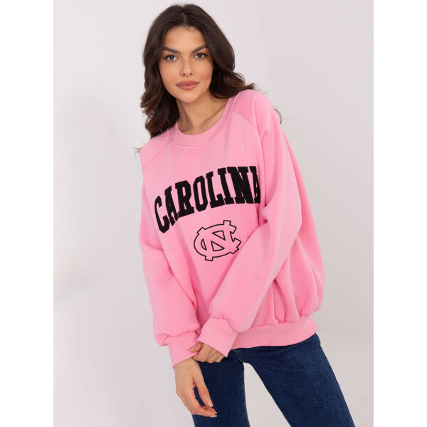 BASIC Ružová dámska oversize mikina bez kapucne EM-BL-857-1.26X-pink 61779948