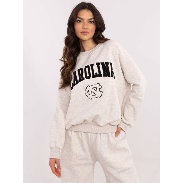 BASIC Béžová melanž dámska oversize mikina bez kapucne EM-BL-857-1.26X 61779946