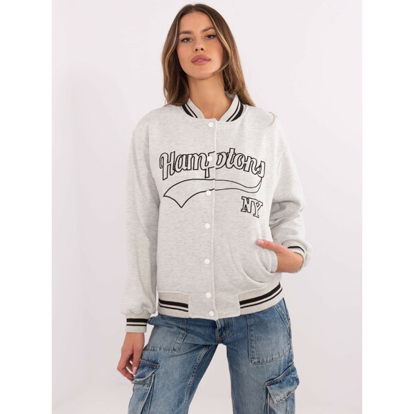 BASIC Svetlosivá dámska bomber mikina s výšivkou EM-BL-895.13X-light 61754676
