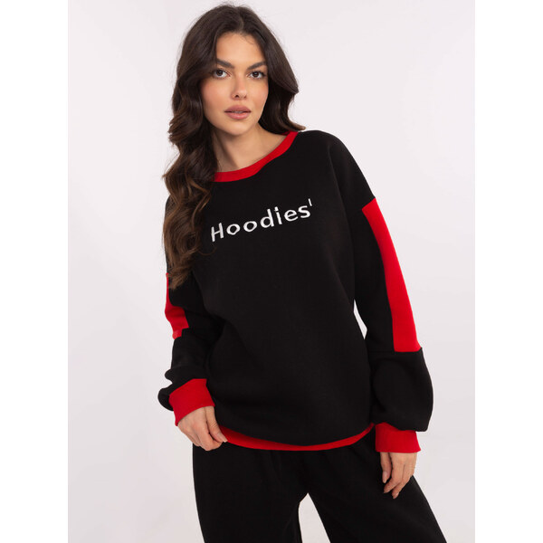 BASIC Čierna dámska zateplená mikina s okrúhlym výstrihom EM-BL-983 61732926