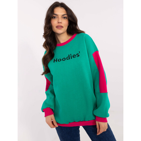 BASIC Tyrkysová dámska zateplená mikina s okrúhlym výstrihom EM-BL-983 61732927