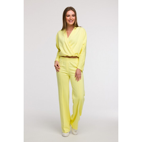 BeWear B296 Široké nohavice s prednými švami - citrón 63092679