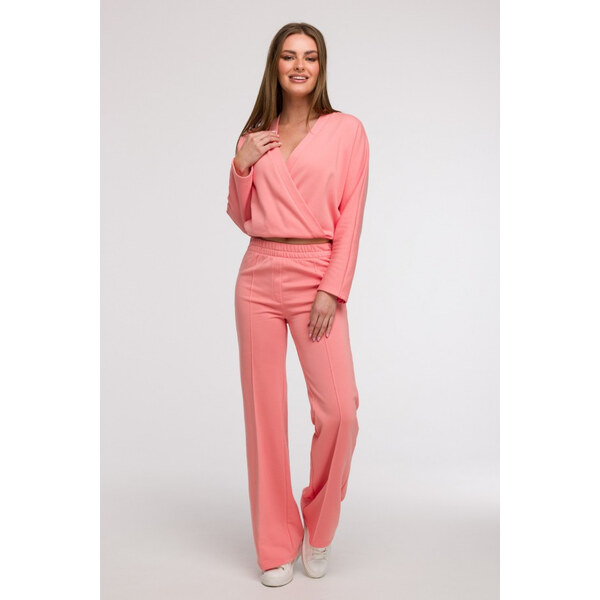 BeWear B296 Široké nohavice s prednými švami - koralové 63092680