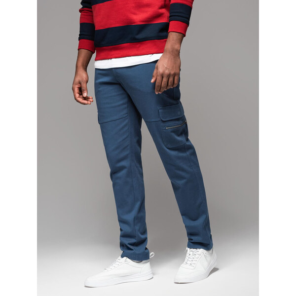 Ombre Mens STRAIGHT LEG cargo pants with zippered pockets - dark blue 57968603