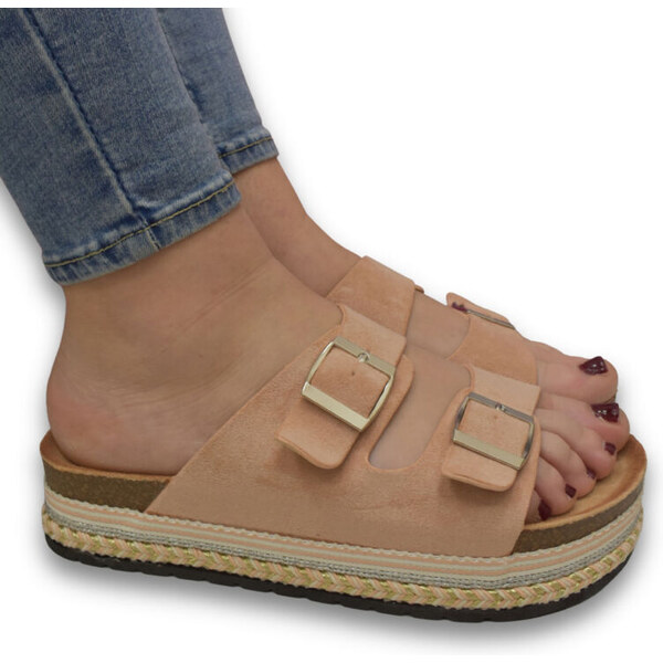 JOHN-C Ružové platformové šľapky s prackami Terra 63105272