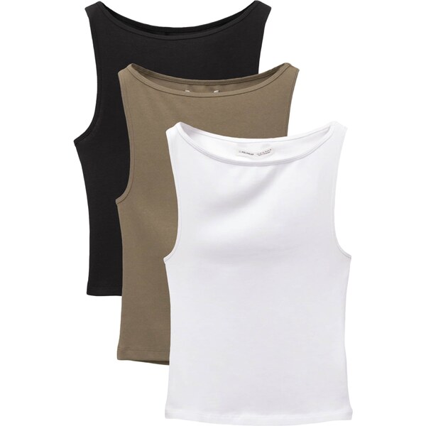 Pull&Bear Top krémová / brokátová / čierna 63199033